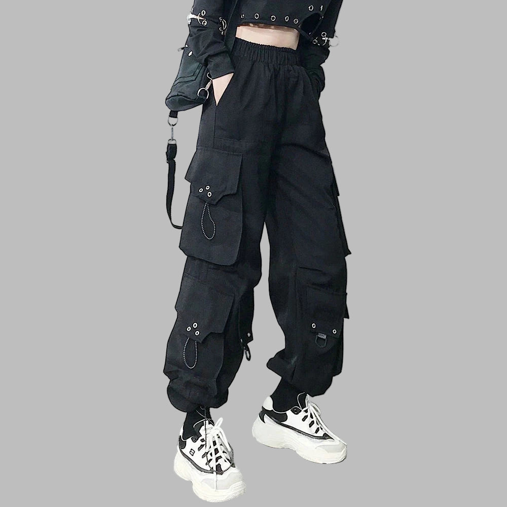 Chaîne Pantalon Jeans Gothique Punk Rock - Poche Chaînes Ceinture Multicouche 3 Couches Avec Porte-Clés, Noir